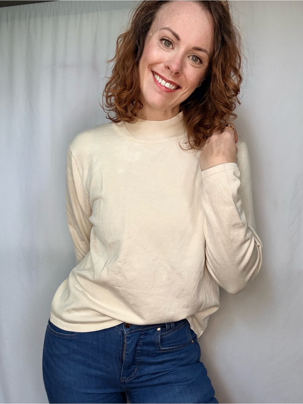 Pendleton Cream Mock Neck Sweater